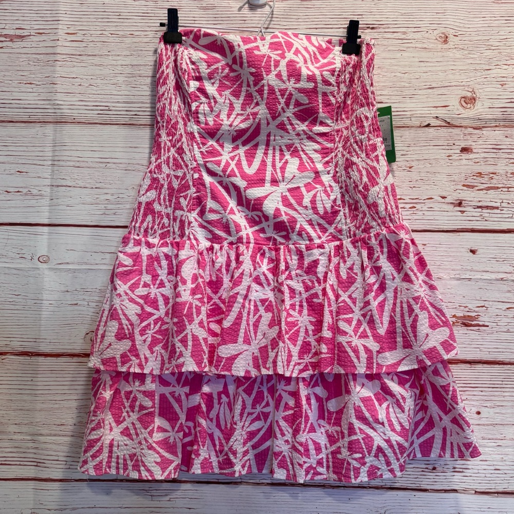 NWT Lilly Pulitzer Elinor Dress in Hotty Pink Light My Fire Sz L - Picture 5 of 14